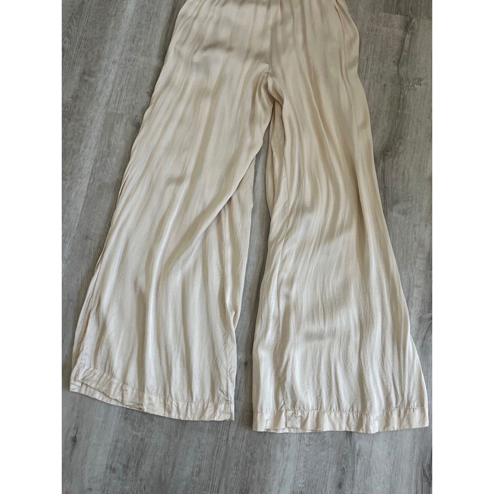 YFB Young Fabulous & Broke Reed Satin Wide Leg Pant Trousers Sea Salt Sz Small - Picture 14 of 14